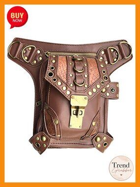 Faux Leather Steampunk Waist Bag Holster Purse Crossbody Hiking